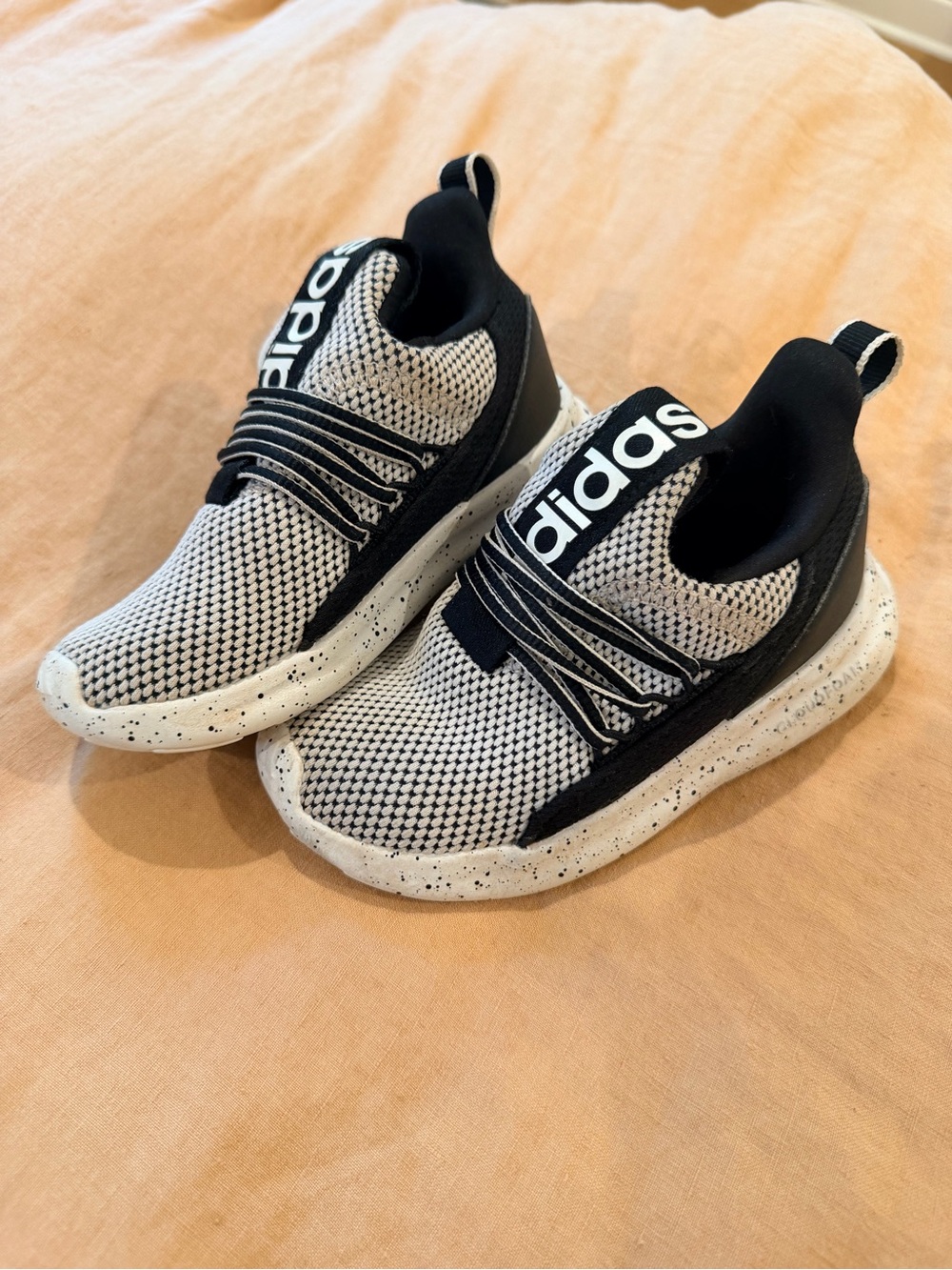 adidas Kids Black and White Knit Slip-On Sneakers